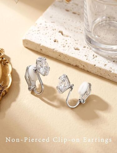 Clip on Earrings Women, Cubic Zirconia Clip on Earrings, Hypoallergenic Comfortable Non Pierced Stud Earrings for Wedding Party in Saudi Arabia