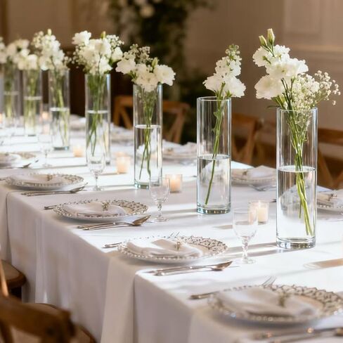 16Pcs Glass Cylinder Bud Vases for Centerpieces, 7.7 Inch Tall Clear Flower Vases in Bulk, Floating Candle Holder for Wedding, Party, Home Decor, Birthday, Decoration, Anniversary, Baby Shower in Saudi Arabia