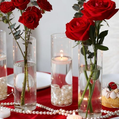 16Pcs Glass Cylinder Bud Vases for Centerpieces, 7.7 Inch Tall Clear Flower Vases in Bulk, Floating Candle Holder for Wedding, Party, Home Decor, Birthday, Decoration, Anniversary, Baby Shower in Saudi Arabia