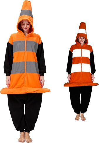 Adult Construction Costume Onesie - Traffic Cone & Traffic Light Jumpsuit Pajamas for Halloween Cosplay Women Men in Saudi Arabia