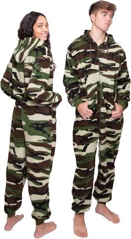 Camouflage Fleece Hoodie Onesie Pajama with Drop Seat Men & Women in Saudi Arabia