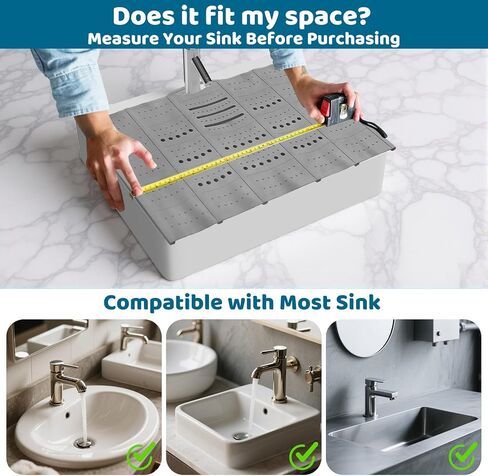 Bathroom Sink Cover for Counter Space, Foldable Silicone Makeup Mat for Hair Styling and Hot Tools, Steel Frame Core Sink Organizer for RV Camper and Small Vanity, DIY Cut to Fit, Grey in Kuwait