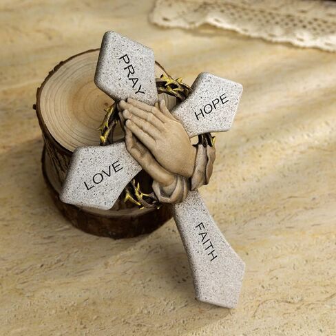 ShineOnAngel Praying Hands Cross for Wall Decor, 10inch Hanging Praying Blessed Wall Cross, God Bless This Family Home Decor, Faith Hope Love Inspirational Religious Gift for Christian in Kuwait
