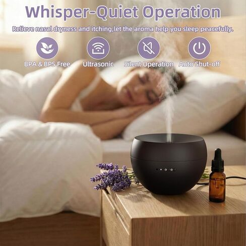 Essential Oil Diffuser,Cool Mist Humidifier with 2 Modes, Auto-Off Function | Small Ultrasonic Aromatherapy Diffuser, Fragrance Aroma Diffuser for Bedroom, Home Essentials, Scent Diffuser 100ml, Black in Saudi Arabia