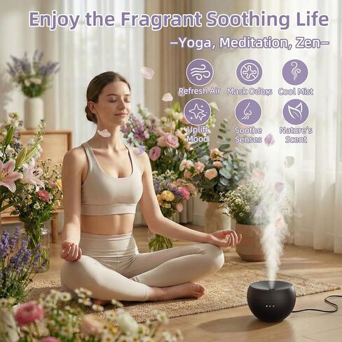 Essential Oil Diffuser,Cool Mist Humidifier with 2 Modes, Auto-Off Function | Small Ultrasonic Aromatherapy Diffuser, Fragrance Aroma Diffuser for Bedroom, Home Essentials, Scent Diffuser 100ml, Black in Saudi Arabia