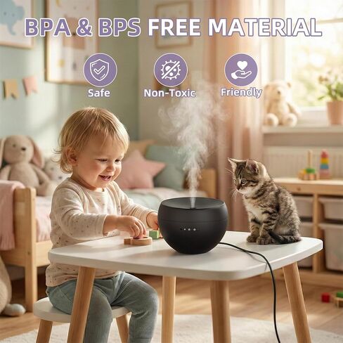 Essential Oil Diffuser,Cool Mist Humidifier with 2 Modes, Auto-Off Function | Small Ultrasonic Aromatherapy Diffuser, Fragrance Aroma Diffuser for Bedroom, Home Essentials, Scent Diffuser 100ml, Black in Saudi Arabia
