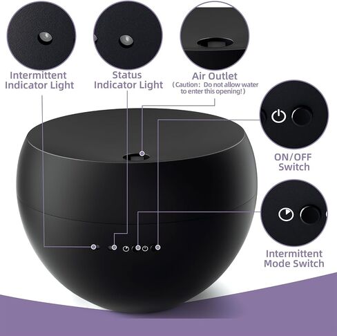 Essential Oil Diffuser,Cool Mist Humidifier with 2 Modes, Auto-Off Function | Small Ultrasonic Aromatherapy Diffuser, Fragrance Aroma Diffuser for Bedroom, Home Essentials, Scent Diffuser 100ml, Black in Saudi Arabia