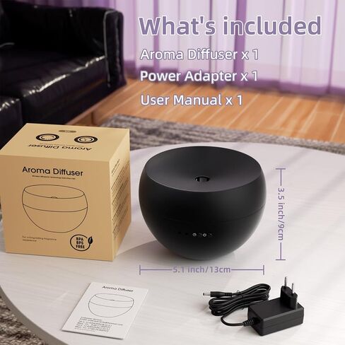 Essential Oil Diffuser,Cool Mist Humidifier with 2 Modes, Auto-Off Function | Small Ultrasonic Aromatherapy Diffuser, Fragrance Aroma Diffuser for Bedroom, Home Essentials, Scent Diffuser 100ml, Black in Saudi Arabia