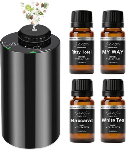 Hotel Scent Diffuser Kit – Waterless Essential Oil Diffuser with 4 Luxury Fragrance Oils, Cold Air Aroma Diffuser for Home, Bedroom, Office & Car (Hotel Scent Diffuser Kit with 4 Fragrance Oils) in Saudi Arabia