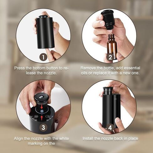 Hotel Scent Diffuser Kit – Waterless Essential Oil Diffuser with 4 Luxury Fragrance Oils, Cold Air Aroma Diffuser for Home, Bedroom, Office & Car (Hotel Scent Diffuser Kit with 4 Fragrance Oils) in Saudi Arabia