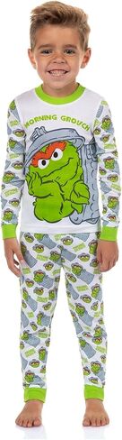 Sesame Street Oscar the Grouch Toddler Boys' Morning Grouch Tight Fit Pajama Set in Kuwait