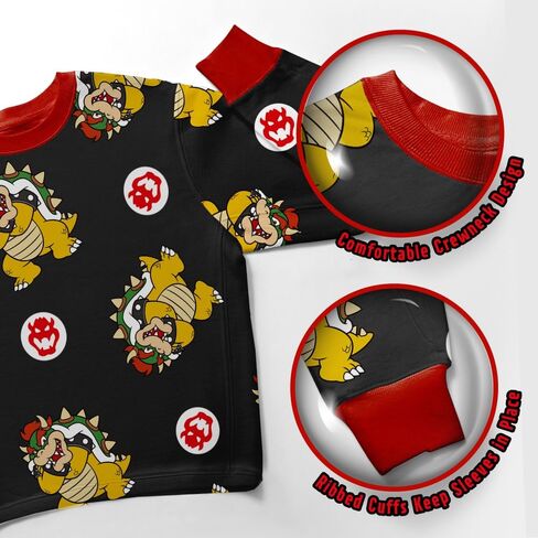 Nintendo Super Mario Bowser Boys Pajamas 2 Piece PJs Set Long Sleeve Top & Pants 100% Cotton Sleepwear for Kids & Teens in Kuwait