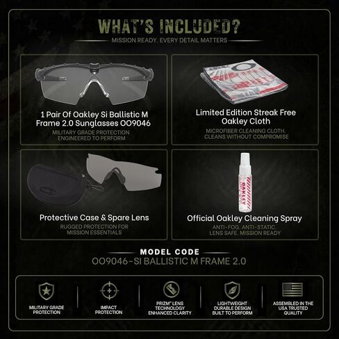 Oakley Standard Issue SI M Frame 2.0 Grey & Clear Set of Lens Military Grade Sunglasses With Official Eyewear Kit in Kuwait