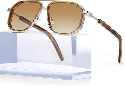 BIRCEN Men's Polarized Aviator Sunglasses: Acetate Luxury Trendy Sun Glasses Anti-Glare UV Protection for Driving & Travel in Saudi Arabia