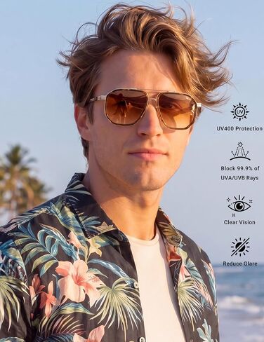 BIRCEN Men's Polarized Aviator Sunglasses: Acetate Luxury Trendy Sun Glasses Anti-Glare UV Protection for Driving & Travel in Saudi Arabia