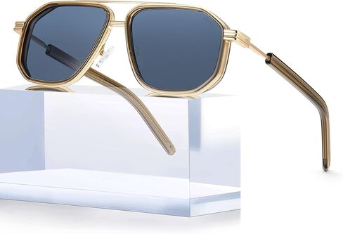 BIRCEN Men's Polarized Aviator Sunglasses: Acetate Luxury Trendy Sun Glasses Anti-Glare UV Protection for Driving & Travel in Saudi Arabia
