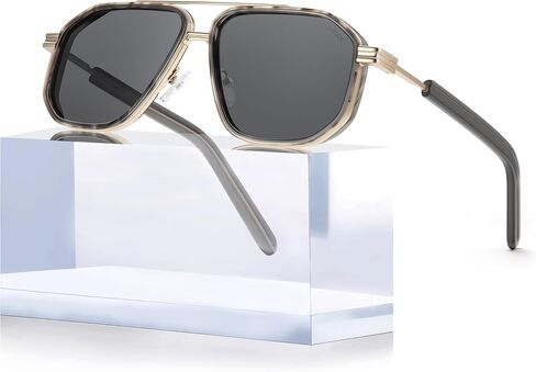 BIRCEN Men's Polarized Aviator Sunglasses: Acetate Luxury Trendy Sun Glasses Anti-Glare UV Protection for Driving & Travel in Saudi Arabia
