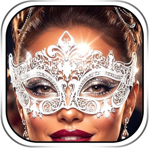 Campsis Masquerade Mask for Women White Masquerade Ball Mask Rhinestone Venetian Masks in Kuwait