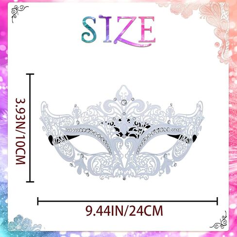 Campsis Masquerade Mask for Women White Masquerade Ball Mask Rhinestone Venetian Masks in Kuwait