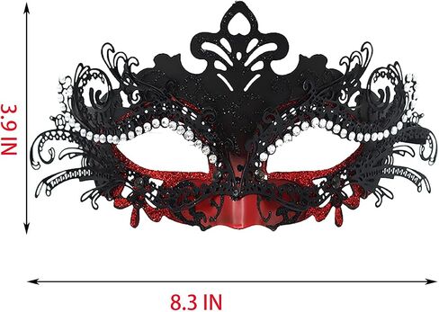 Masquerade Mask for Women Red Mardi Gras Decorations Venetian Masks Halloween Party in Kuwait
