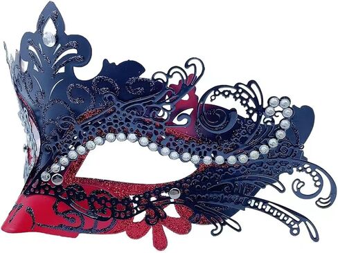 Masquerade Mask for Women Red Mardi Gras Decorations Venetian Masks Halloween Party in Kuwait