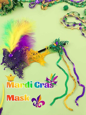 Woeoe Mardi Gras Mask Carnival Feather Masquerade Mask Venetian Costume Accessories for Women in Kuwait