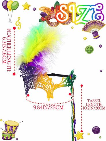 Woeoe Mardi Gras Mask Carnival Feather Masquerade Mask Venetian Costume Accessories for Women in Kuwait