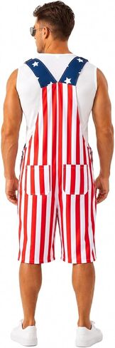 American Flag Overalls for Men 3PCS Patriotic Costume Set 4th of July Independence Day Outfit Memorial Day Parade in Saudi Arabia