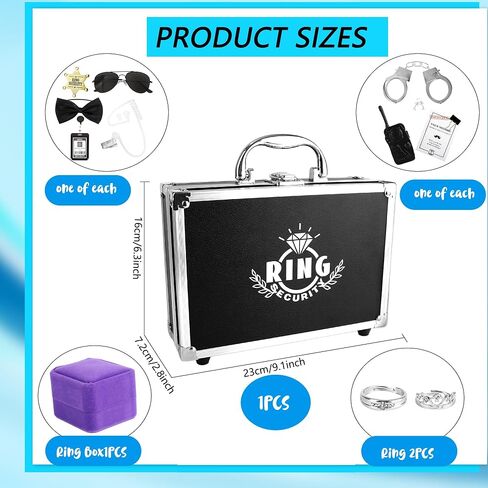 13 Pcs Ring Security Wedding Bearer Box Case Briefcase Include Police Officer Badg Sunglass Spy Earpiece Intercom Handcuff Ring Bearer Gifts Box Outfit in Kuwait