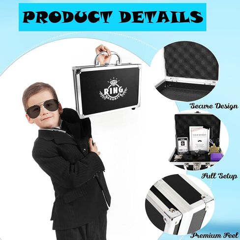13 Pcs Ring Security Wedding Bearer Box Case Briefcase Include Police Officer Badg Sunglass Spy Earpiece Intercom Handcuff Ring Bearer Gifts Box Outfit in Kuwait
