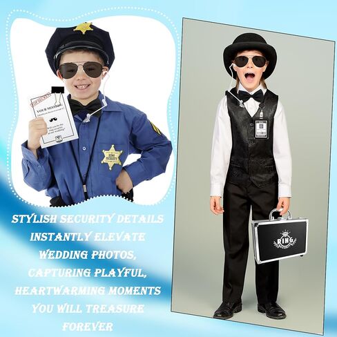 13 Pcs Ring Security Wedding Bearer Box Case Briefcase Include Police Officer Badg Sunglass Spy Earpiece Intercom Handcuff Ring Bearer Gifts Box Outfit in Kuwait