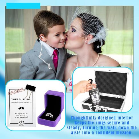 13 Pcs Ring Security Wedding Bearer Box Case Briefcase Include Police Officer Badg Sunglass Spy Earpiece Intercom Handcuff Ring Bearer Gifts Box Outfit in Kuwait