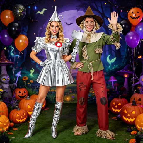 Tin Costume Accessories Set for Man Funnel Hat Fake Axe Heart Clock Pin Gloves Bow Tie Kit Halloween Cosplay in Saudi Arabia