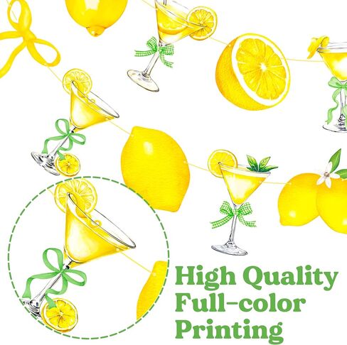Lemon Martini Happy Birthday Banner Lemonade Birthday Party Decorations 3Pcs Gold Glitter Lemon Cocktail Bow Banners Lemonade Themed Party Supplies for Summer Circus Bachelorette Decor in Saudi Arabia