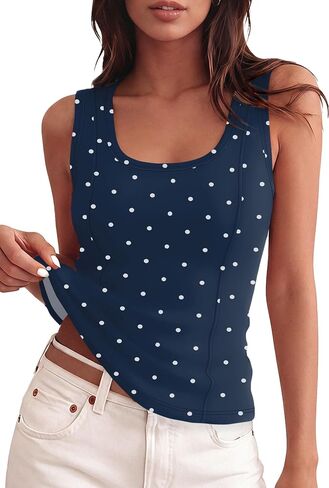 Tank Tops for Women Summer Scoop Neck Sleeveless Tops Ribbed Slim Fitted Basic Shirts Fashion Clothing in Kuwait