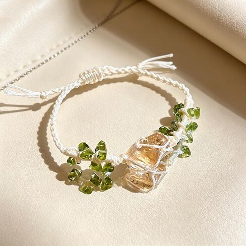 Natural Stone Bracelet, Handmade Beaded Jewelry, Floral Design Wrist Accessory, Adjustable Boho Style Ornament, Aesthetic Crystal Decor for Daily Wear, Nature Inspired Gift in Kuwait