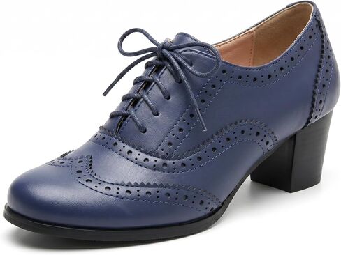 Women's Vintage Oxford Heels, Black Brown Lace Up Platform Pumps Shoes, 1950s Retro Wingtip Brogue Oxford Shoes in Kuwait