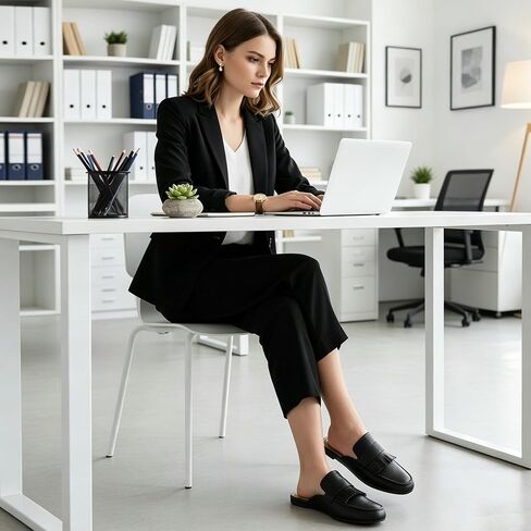 Womens Mules Flats Shoes: Comfortable Dressy Closed Round Toe Slip On Backless Slides Loafers 2026 for Business Work Casual in Saudi Arabia