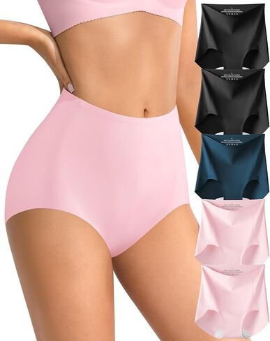 ASIMOON Seamless High Waisted Underwear for Women Tagless No Show Ladies Panties Breathable Full Coverage Briefs Multi Pack in Saudi Arabia