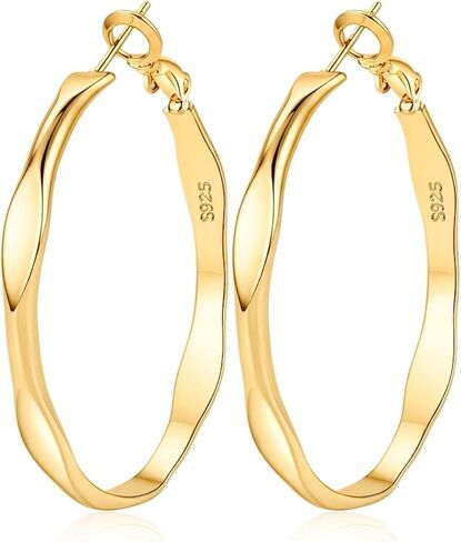 LOUMILEO 4MM Wide 925 Sterling Silver Post Hoop Earrings for Women Hypoallergenic Silver Hoop Earrings for Sensitive Ears Lightweight Large Silver Hoops Jewelry Gift 30/40/50MM in Saudi Arabia