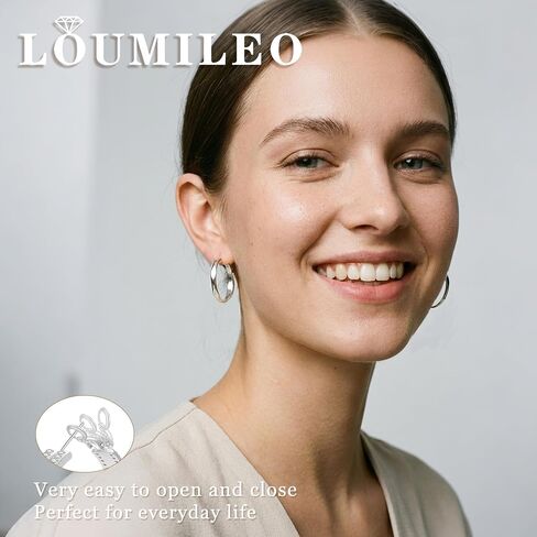 LOUMILEO 4MM Wide 925 Sterling Silver Post Hoop Earrings for Women Hypoallergenic Silver Hoop Earrings for Sensitive Ears Lightweight Large Silver Hoops Jewelry Gift 30/40/50MM in Saudi Arabia