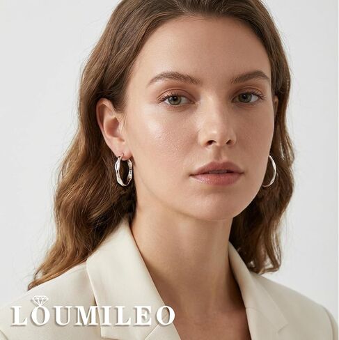 LOUMILEO 4MM Wide 925 Sterling Silver Post Hoop Earrings for Women Hypoallergenic Silver Hoop Earrings for Sensitive Ears Lightweight Large Silver Hoops Jewelry Gift 30/40/50MM in Saudi Arabia