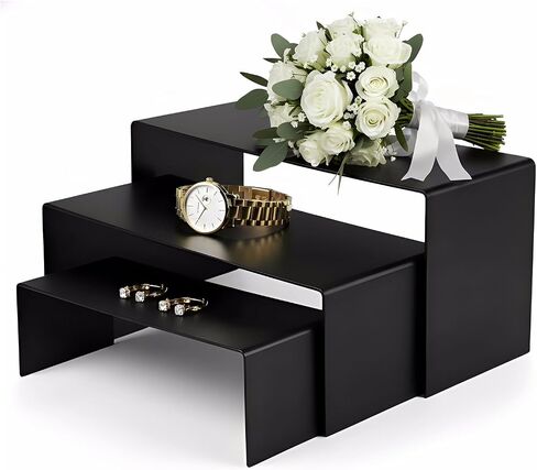 Stainless Steel Display Risers – 3-Tier Pedestal Stands for Retail Countertop, Cupcake Jewelry Showcase Riser, Shelf Riser for Food Cosmetics & Tabletop Decor (Gold) in Kuwait
