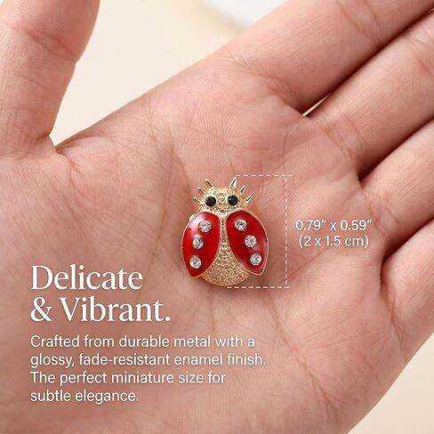 Veemoon Rhinestone Ladybug Brooch Set for Women, 12Pcs Alloy Enamel Bug Pins Cartoon Insect Broochs Decorative Delicate Fashion Crystal Ladybug Lapel Pin Party Favor Clothing Accessories and Craft in Kuwait