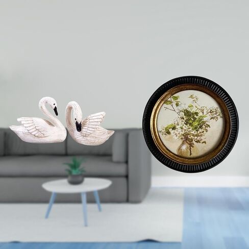 Elegant Resin Swan Figurines with Ornate European Photo Frame Antique Decorative Wall Hanging Picture Display for Bedroom Office Living Room in Saudi Arabia