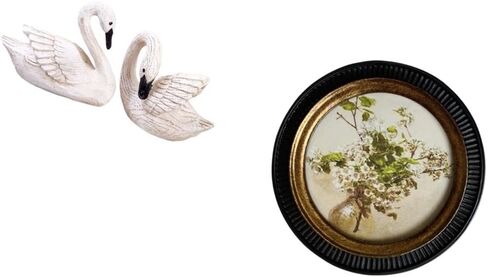 Elegant Resin Swan Figurines with Ornate European Photo Frame Antique Decorative Wall Hanging Picture Display for Bedroom Office Living Room in Saudi Arabia