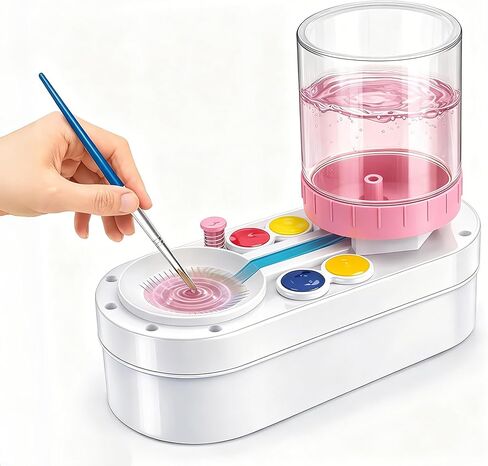 2025 Upgraded Paint Brush Cleaner Tool Brush Rinser, Watercolor/Oil-Based Paintbrush Cleaners, Painting Station Flush My Brush, Gift for Artist Kids Adults and Girls, Pre-Assembled(Green) in Kuwait