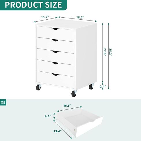 DWVO 2 Drawer File Cabinet with Charging Station, Filing Cabinet with Lock and Wheels, Lateral Filing Cabinet for Home Office, White and Gold in Kuwait