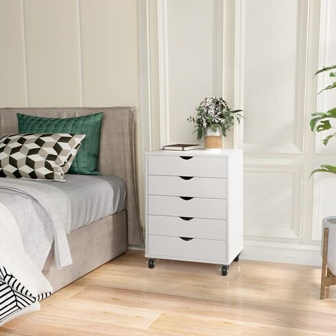 DWVO 2 Drawer File Cabinet with Charging Station, Filing Cabinet with Lock and Wheels, Lateral Filing Cabinet for Home Office, White and Gold in Kuwait