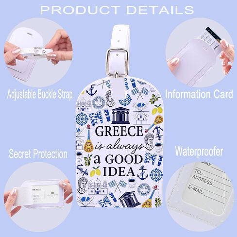 Greece is Always a Good Idea Gift Temple Travel Gift Greek Island Vacation Santorini Aegean Sea Trip Luggage Tag (Greece tag) in Kuwait